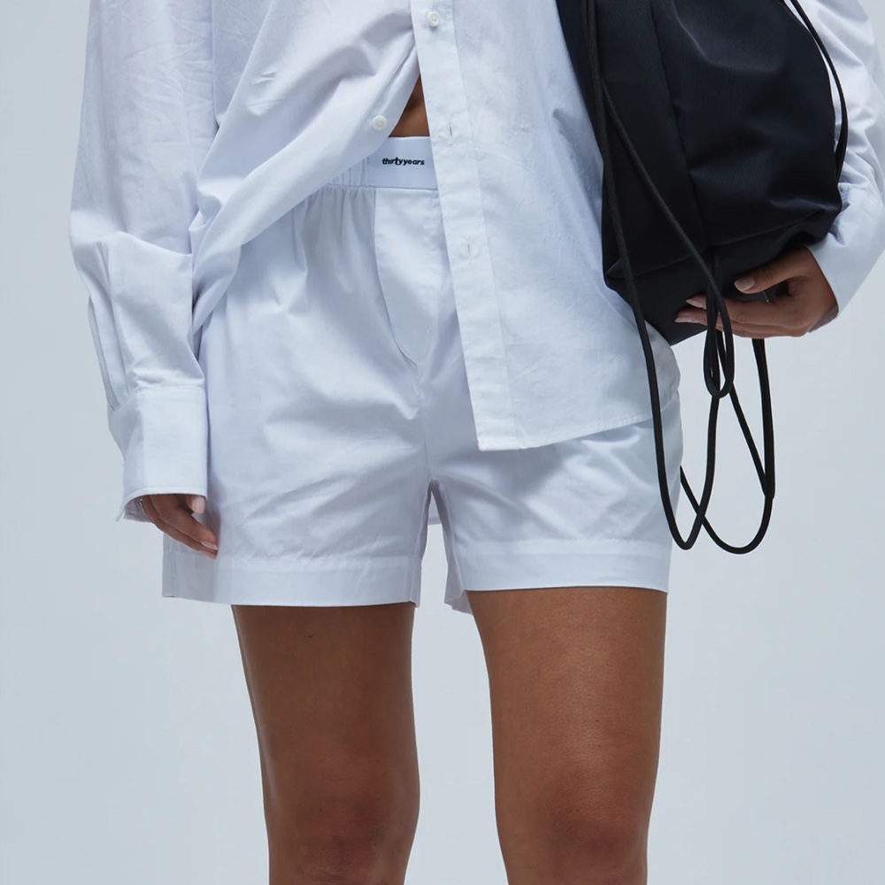 Thirty Years White Cotton Boxer Shorts
